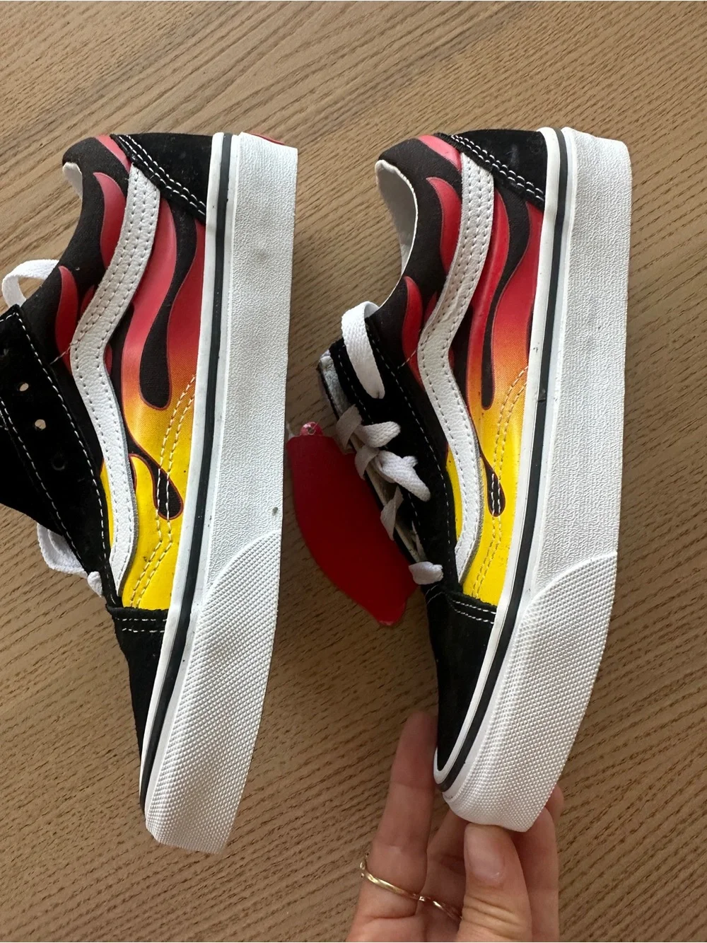 Vans Kids Old Skool Sneakers with Red and Yellow Flames BNWT